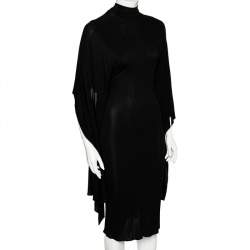 مملوكة مسبقًا Roberto Cavalli Black Jersey Knit Cape Sleeve Dress S