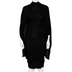 Pre Owned Roberto Cavalli Black Jersey Knit Cape Sleeve Dress S