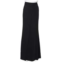 Pre Owned Roberto Cavalli Black Crepe Maxi Skirt L