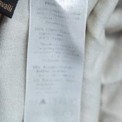 Pre Owned Roberto Cavalli Beige Printed Jersey Ruch Detail Sleeveless Maxi Dress M