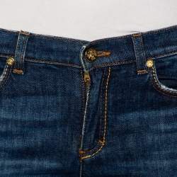 Pre Owned بنطلون جينز روبرتو كافالي دينم أزرق نمط باهت مقاس صغير - سمول