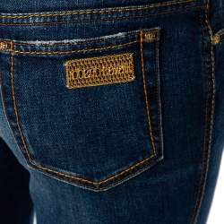 Pre Owned بنطلون جينز روبرتو كافالي دينم أزرق نمط باهت مقاس صغير - سمول