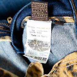 Pre Owned بنطلون جينز روبرتو كافالي دينم أزرق نمط باهت مقاس صغير - سمول