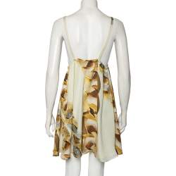 مملوكة مسبقًا Roberto Cavalli Off White Chain Printed Silk Sleeveless Mini Dress M