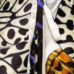Pre Owned Roberto Cavalli Multicolored Butterfly Print Silk Palazzo Pants L