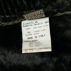 Pre Owned فست روبرتو كافالي بطانة فرو ثعلب وجلد أخضر مقاس صغير