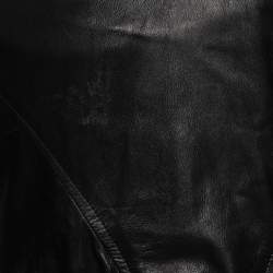 Pre Owned Roberto Cavalli Black Leather And Suede Pleated Sleeve Detail Ruffled Collar Jacket S