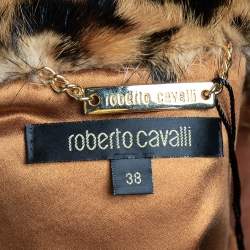 مملوكة مسبقًا Roberto Cavalli Brown Leather Fur Lined Jacket S