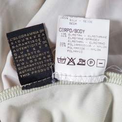 Pre Owned Roberto Cavalli Light Green Printed Jersey Neck Tie Detailed Top M