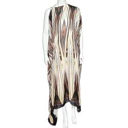 Pre Owned Roberto Cavalli Cream Printed Silk Kaftan Dress S