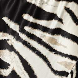 Pre Owned Roberto Cavalli Brown Animal Printed Silk Satin Asymmetric Hem Maxi Skirt M