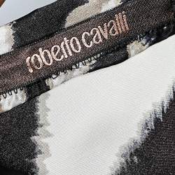 Pre Owned Roberto Cavalli Brown Animal Printed Silk Satin Asymmetric Hem Maxi Skirt M