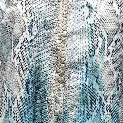 Pre Owned قميص روبرتو كافالي ساتان حرير طباعة حيوان أزرق مقاس كبير