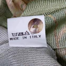 Pre Owned Roberto Cavalli Green Floral Printed Knit Button Front Cardigan L