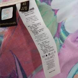 Pre Owned Roberto Cavali Multicolored Printed Cotton Belted Trench Coat M