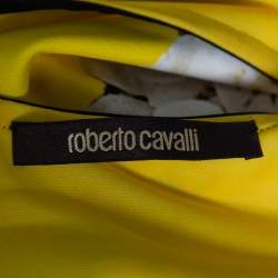 مملوكة مسبقًا Roberto Cavalli Yellow Floral Printed Jersey Cap Sleeve Short Dress M