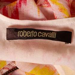 Pre Owned Roberto Cavalli Pink Printed Embellished Neck Kaftan Dress M 