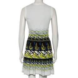 Pre Owned Roberto Cavalli Multicolored Jacquard Silk & Mesh Inset Sleeveless Dress M
