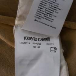 Pre Owned فستان كوكتيل روبرتو كافالي تول مزخرف أسود وبيج ماكسي مقاس وسط (ميديوم)