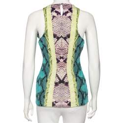 Pre Owned Roberto Cavalli Multicolored Snake Printed Jersey Top M
