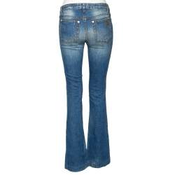 مملوكة مسبقًا بنطلون جينز روبرتو كافالي دنيم نمط باهت أزرق مقاس صغير (سمول)