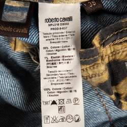 مملوكة مسبقًا بنطلون جينز روبرتو كافالي دنيم نمط باهت أزرق مقاس صغير (سمول)