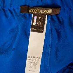مملوكة مسبقًا Roberto Cavalli Blue Silk Belted Harem Pants S