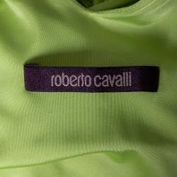 Pre Owned Roberto Cavalli Green Jersey Halter Neck Top M