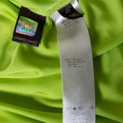 Pre Owned Roberto Cavalli Green Jersey Halter Neck Top M