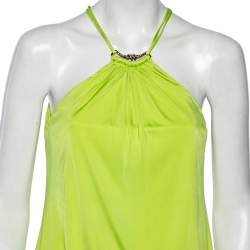 Pre Owned Roberto Cavalli Green Jersey Halter Neck Top M