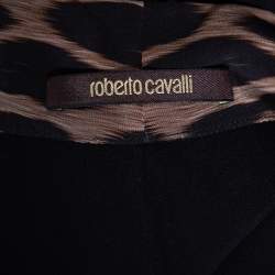 Pre Owned Roberto Cavalli Black & Animal Print Silk & Wool Sleeveless Dress M 