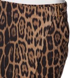 Pre Owned Roberto Cavalli Brown Animal Printed Wool Wrap Detail Skirt S