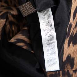 Pre Owned Roberto Cavalli Brown Animal Printed Wool Wrap Detail Skirt S