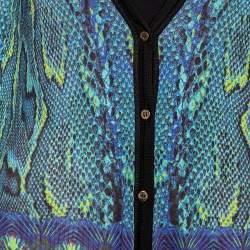 Pre Owned Roberto Cavalli Multicolored Snake Print Knitted Cardigan M