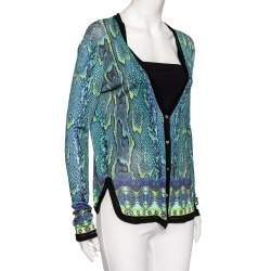Pre Owned Roberto Cavalli Multicolored Snake Print Knitted Cardigan M