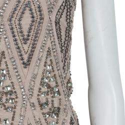 Pre Owned Roberto Cavalli Beige Embellished Sleeveless Top S