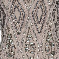 Pre Owned Roberto Cavalli Beige Embellished Sleeveless Top S