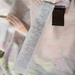 Pre Owned Roberto Cavalli Multicolored Printed Jersey Ruched Detail Maxi Dress M