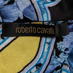 Pre Owned Roberto Cavalli Multicolored Printed Silk & Jersey Halter Neck Top, Shirt & Mini Skirt Set S
