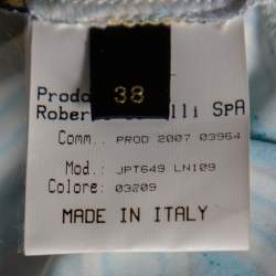 Pre Owned Roberto Cavalli Multicolored Printed Silk & Jersey Halter Neck Top, Shirt & Mini Skirt Set S