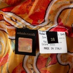 Pre Owned Roberto Cavalli Multicolored Printed Silk & Jersey Halter Neck Top, Shirt & Mini Skirt Set S