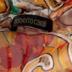 Pre Owned Roberto Cavalli Multicolored Printed Silk & Jersey Halter Neck Top, Shirt & Mini Skirt Set S