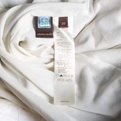 Pre Owned Roberto Cavalli Monochrome Printed Jersey & Leather Detailed Draped Dress S