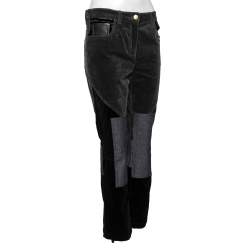 Roberto Cavalli Multicolor Denim Patch Detail Corduroy Pants M