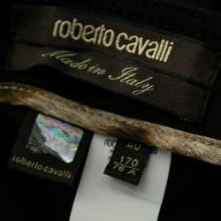 Pre Owned تنورة طويلة روبيرتو كافالي فلاريد دنيم  أسود مزخرفة حزام مقاس صغير