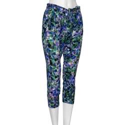 Roberto Cavalli Multicolored Printed Crepe Draped Pants S