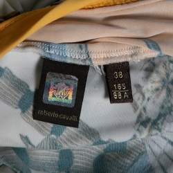 Pre Owned Roberto Cavalli Multicolored Printed Jersey Draped Sleeveless Dress S