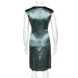 مملوكة مسبقًا Roberto Cavalli Grey Silk Satin Draped Midi Dress M