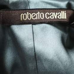 مملوكة مسبقًا Roberto Cavalli Grey Silk Satin Draped Midi Dress M