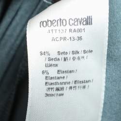 مملوكة مسبقًا Roberto Cavalli Grey Silk Satin Draped Midi Dress M